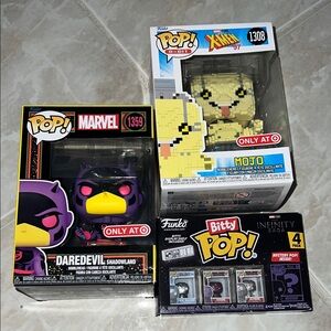 NWT 3pc Funko pop original, 8-gig & bitty bundle daredevil mojo infinity saga